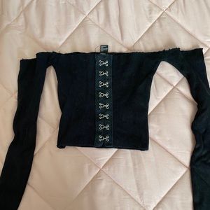**Sold**Long Sleeve Black Corset Top